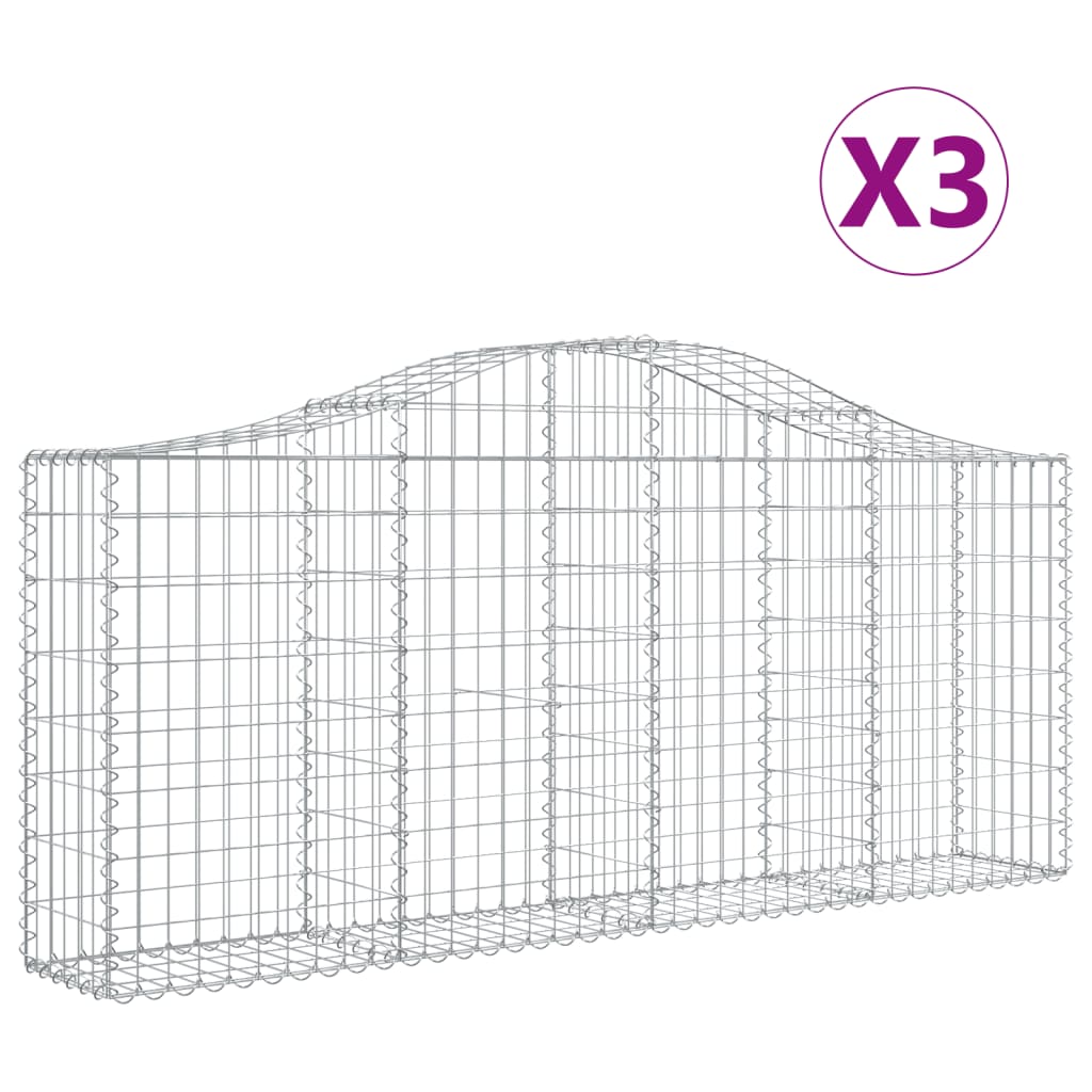 Lučne gabionske košare 3 kom 200x30x80/100 cm pocinčano željezo
