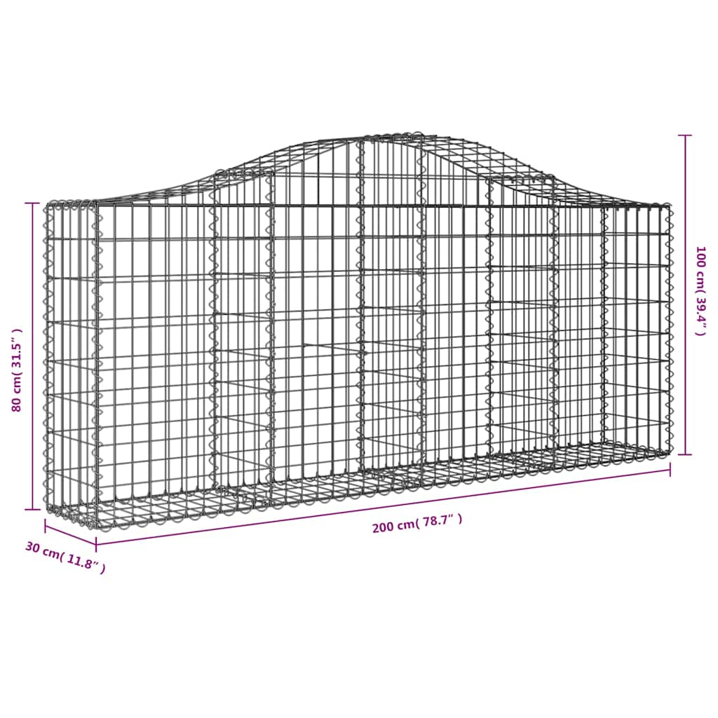 Lučne gabionske košare 8 kom 200x30x80/100 cm pocinčano željezo