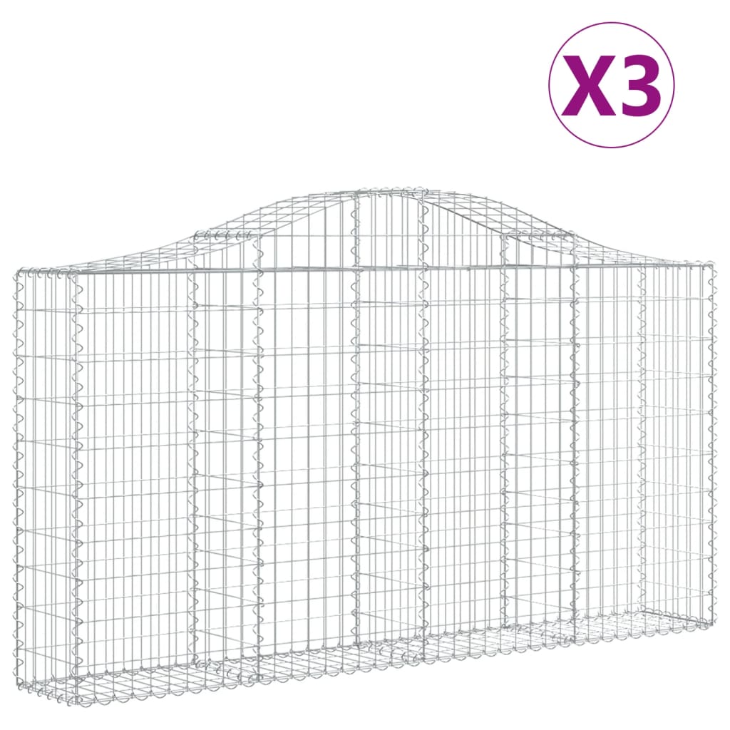Lučne gabionske košare 3 kom 200x30x100/120cm pocinčano željezo