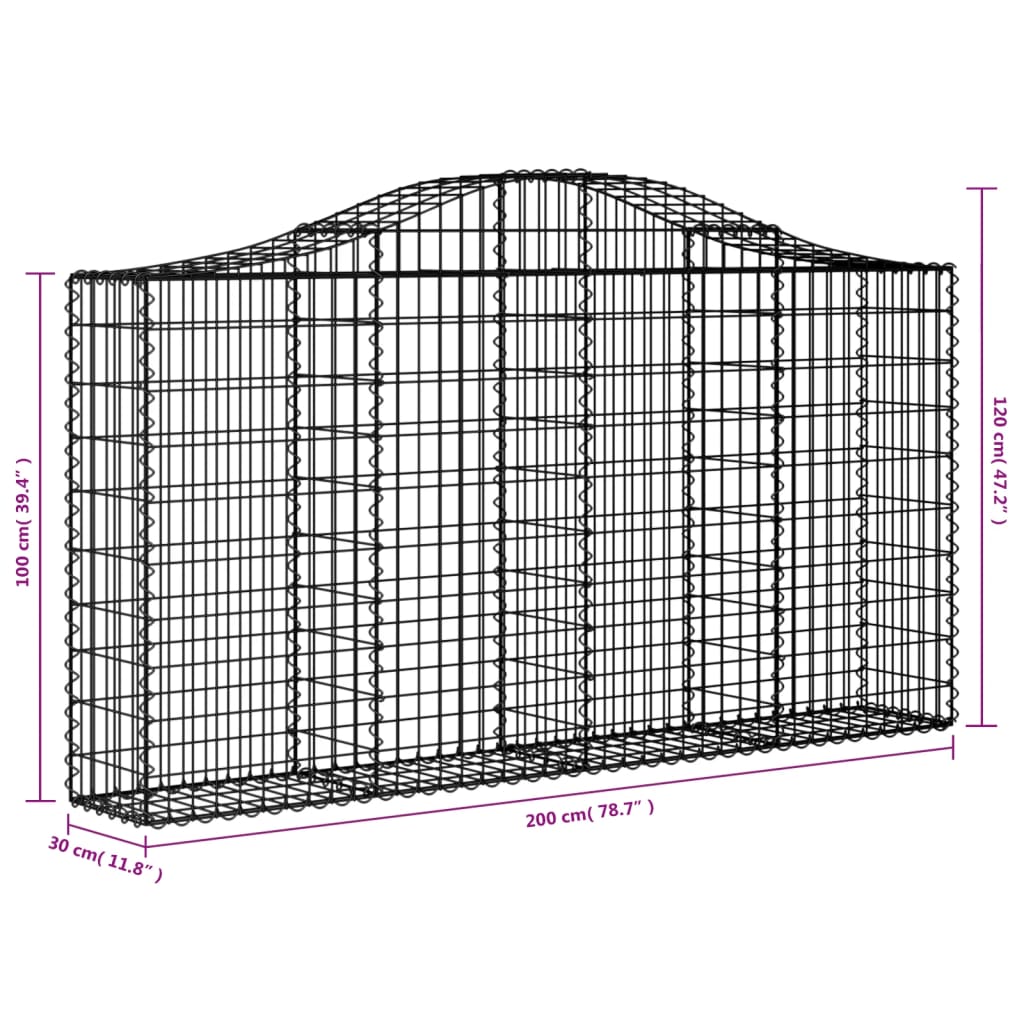 Lučne gabionske košare 3 kom 200x30x100/120cm pocinčano željezo