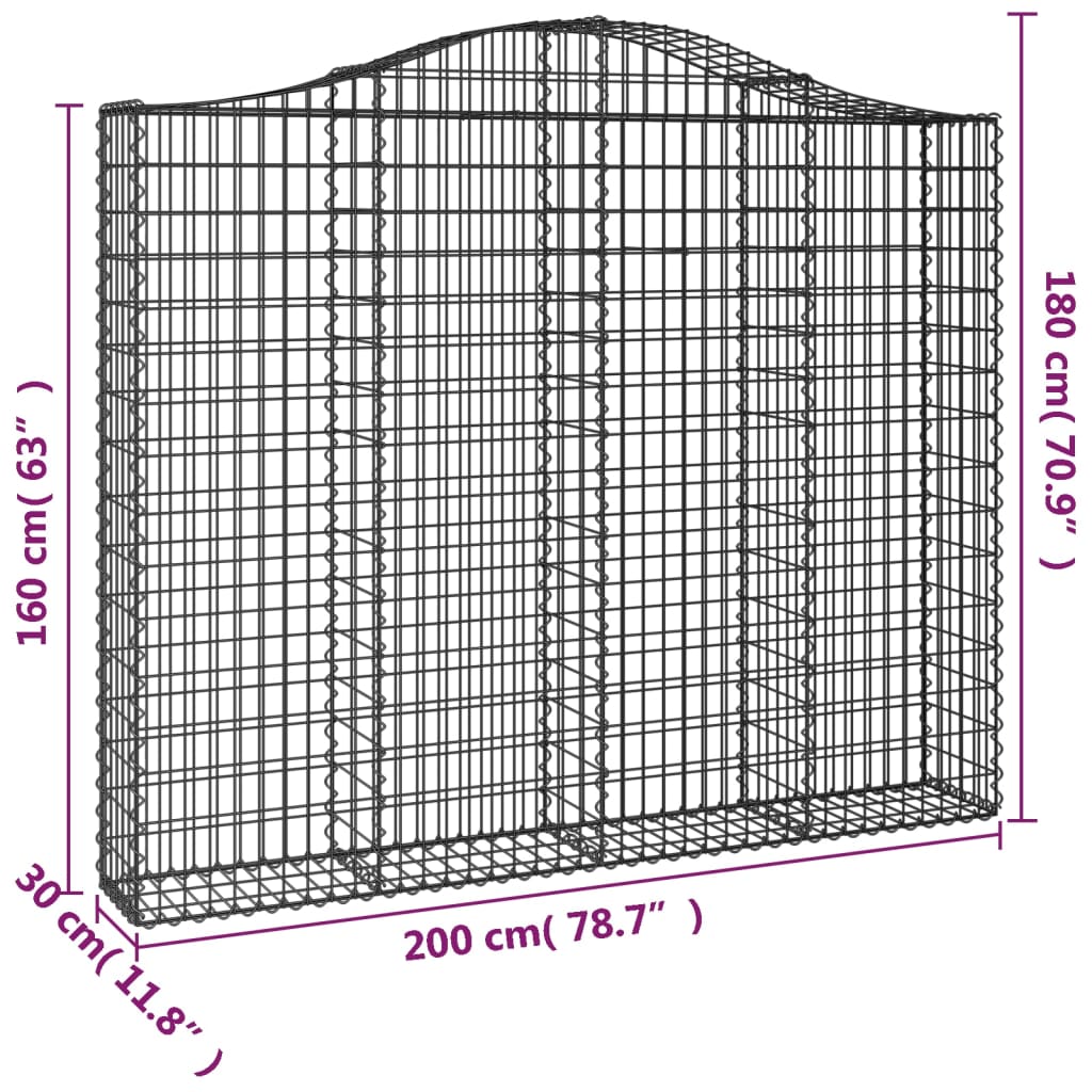 Lučne gabionske košare 5 kom 200x30x160/180cm pocinčano željezo