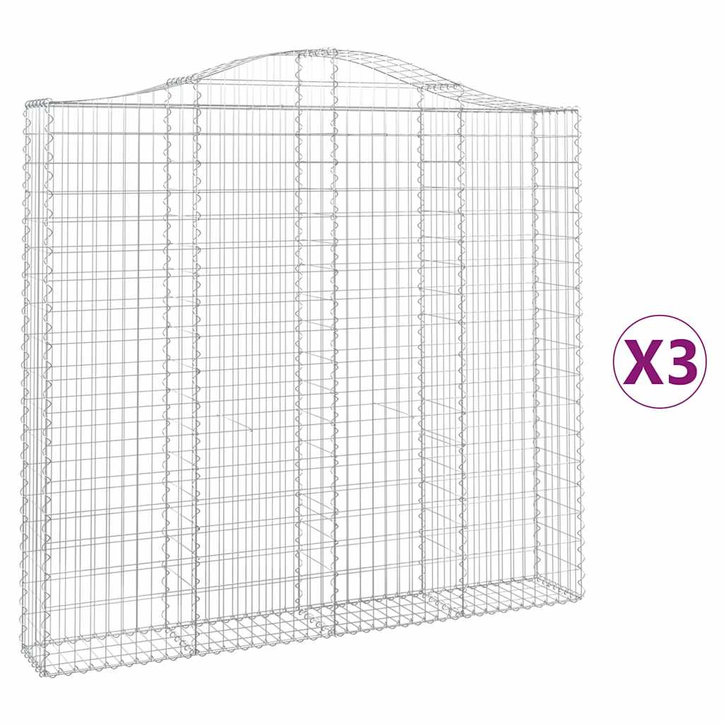 Lučne gabionske košare 3 kom 200x30x180/200cm pocinčano željezo