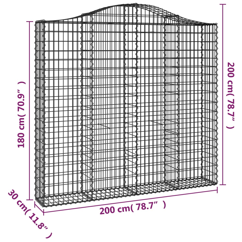 Lučne gabionske košare 5 kom 200x30x180/200cm pocinčano željezo