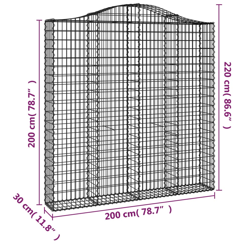 Lučne gabionske košare 2 kom 200x30x200/220cm pocinčano željezo