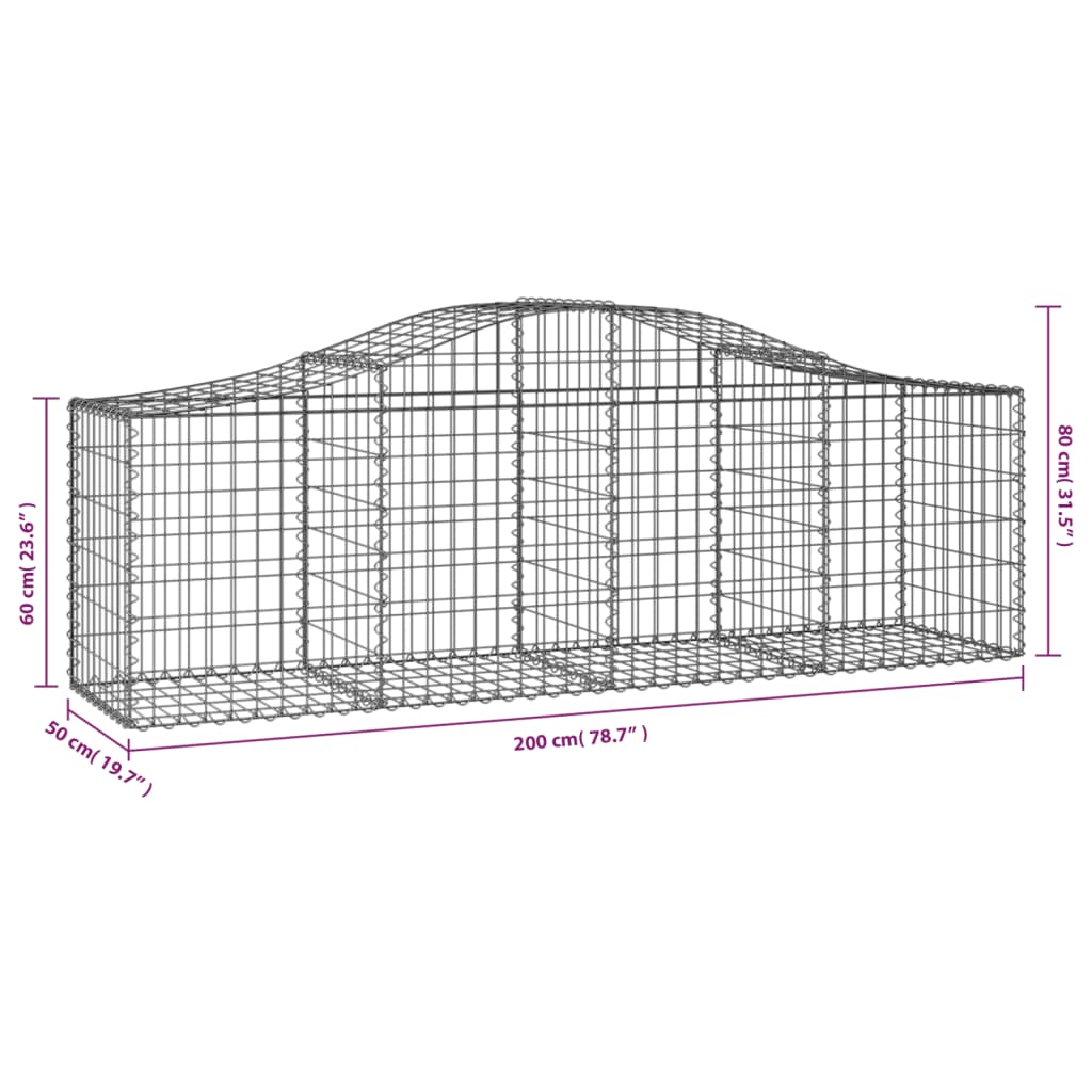 Lučne gabionske košare 3 kom 200x50x60/80 cm pocinčano željezo