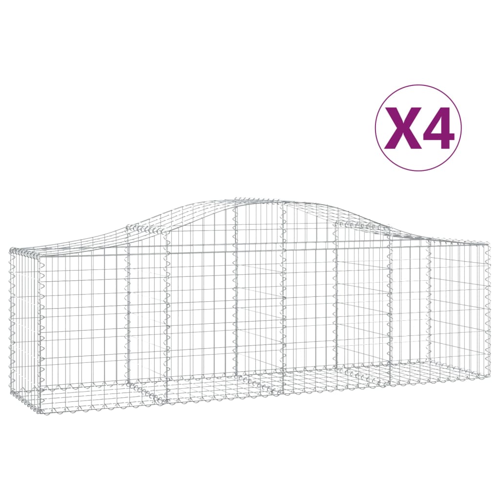 Lučne gabionske košare 4 kom 200x50x60/80 cm pocinčano željezo