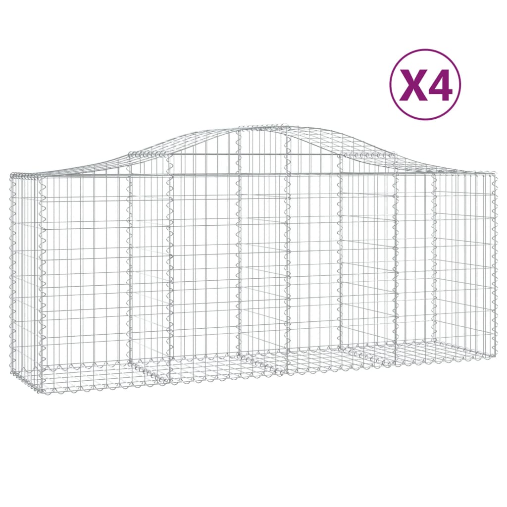 Lučne gabionske košare 4 kom 200x50x80/100 cm pocinčano željezo