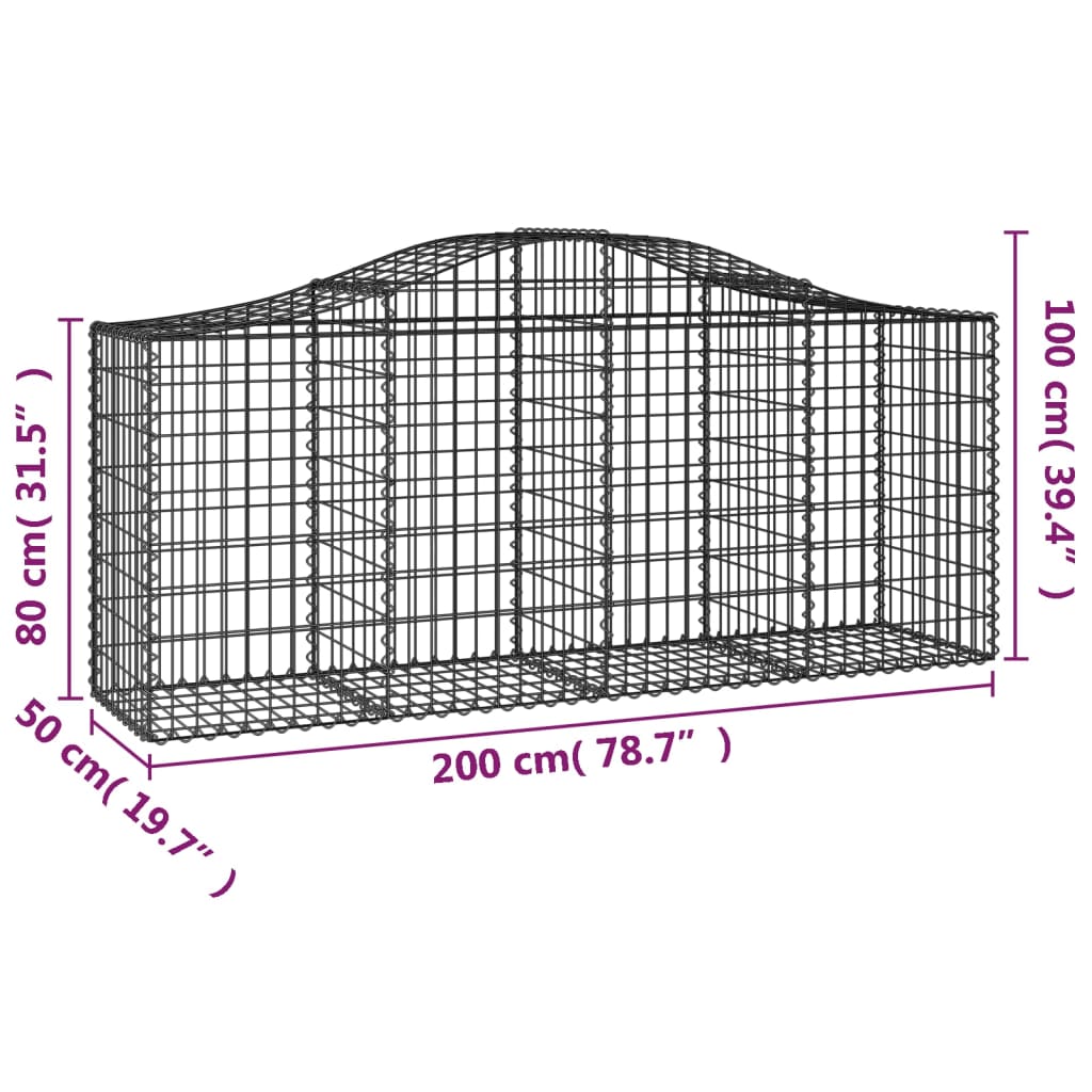 Lučne gabionske košare 6 kom 200x50x80/100 cm pocinčano željezo