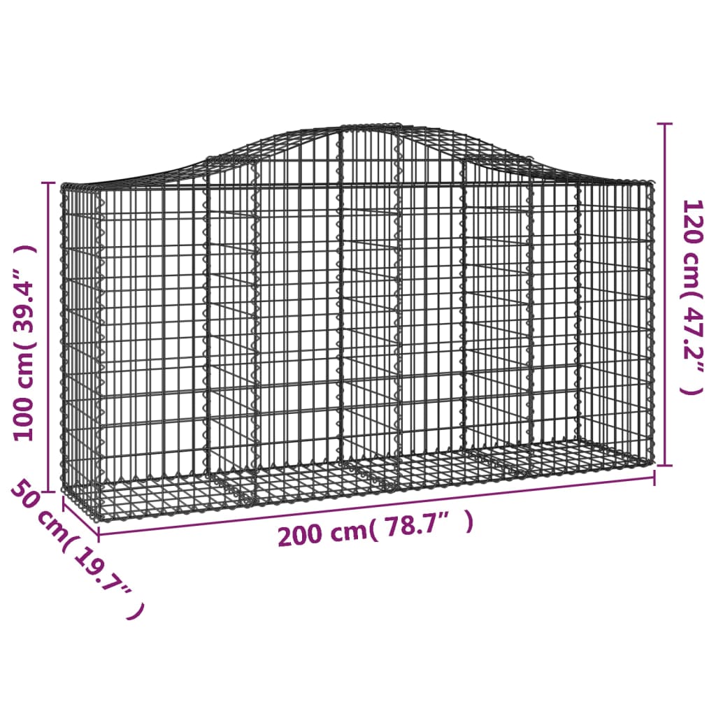 Lučne gabionske košare 3 kom 200x50x100/120cm pocinčano željezo
