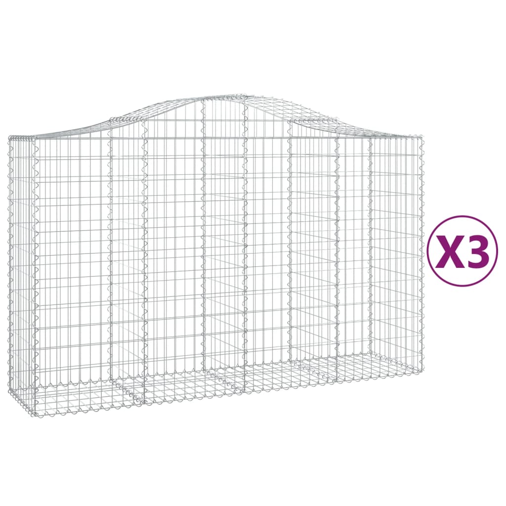 Lučne gabionske košare 3 kom 200x50x120/140cm pocinčano željezo