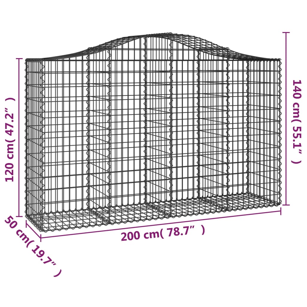 Lučne gabionske košare 6 kom 200x50x120/140cm pocinčano željezo