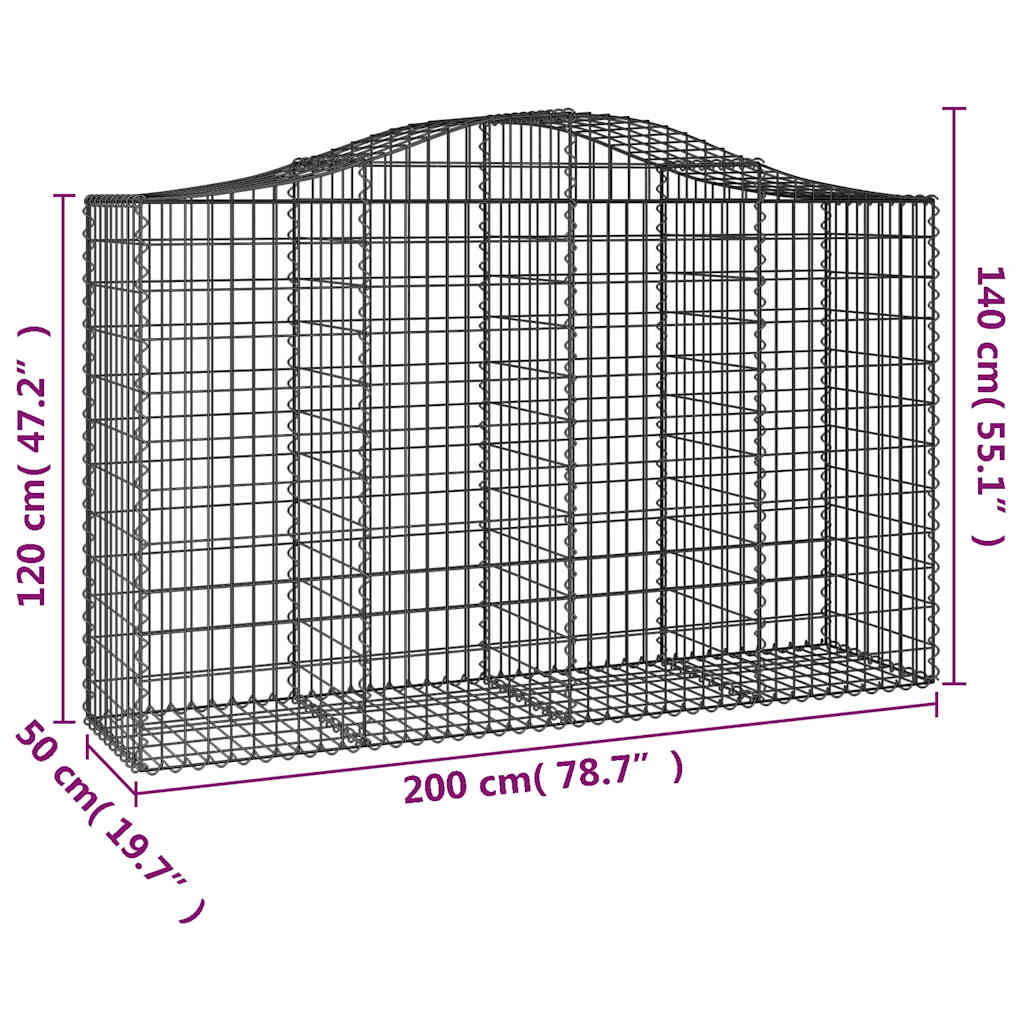 Lučne gabionske košare 8 kom 200x50x120/140cm pocinčano željezo