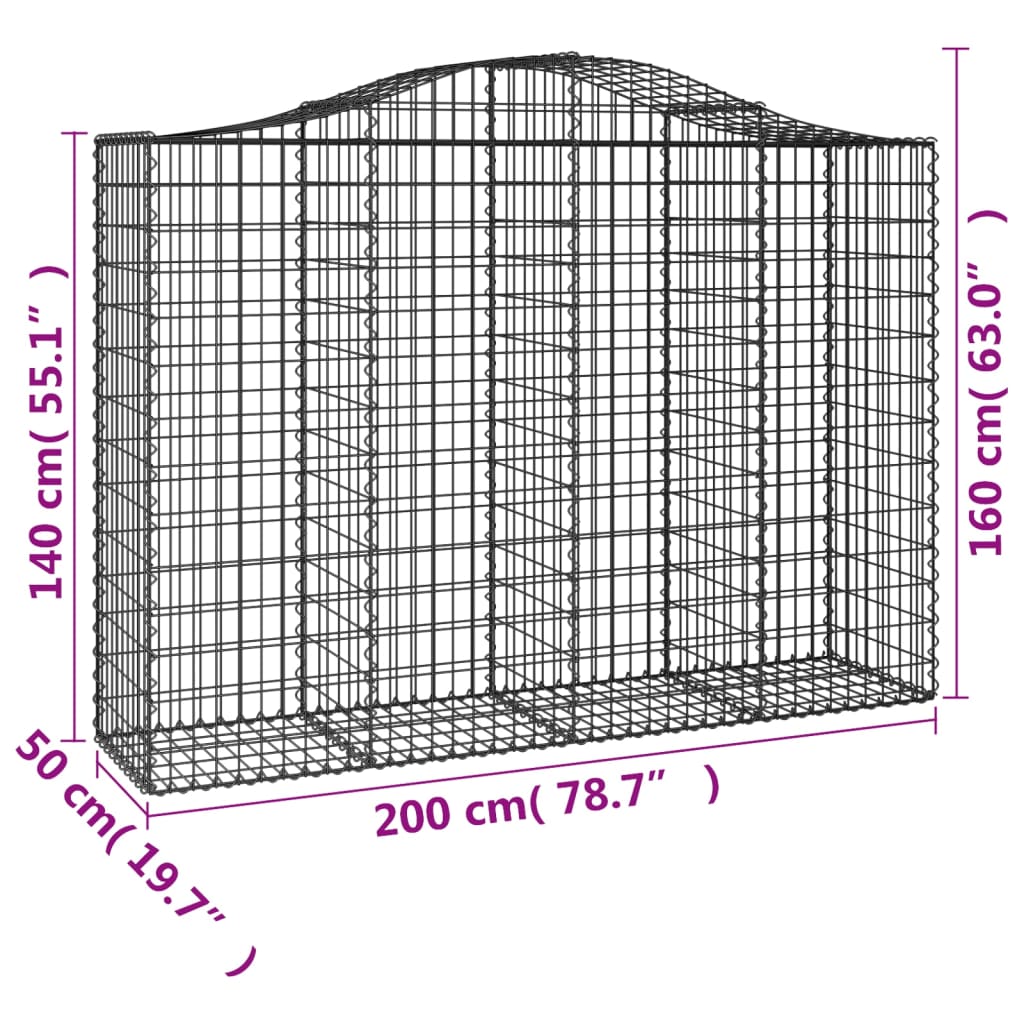 Lučne gabionske košare 8 kom 200x50x140/160cm pocinčano željezo