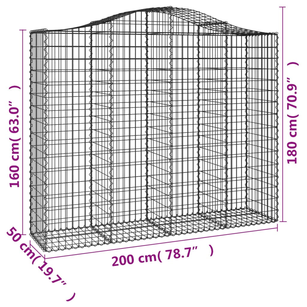 Lučne gabionske košare 7 kom 200x50x160/180cm pocinčano željezo