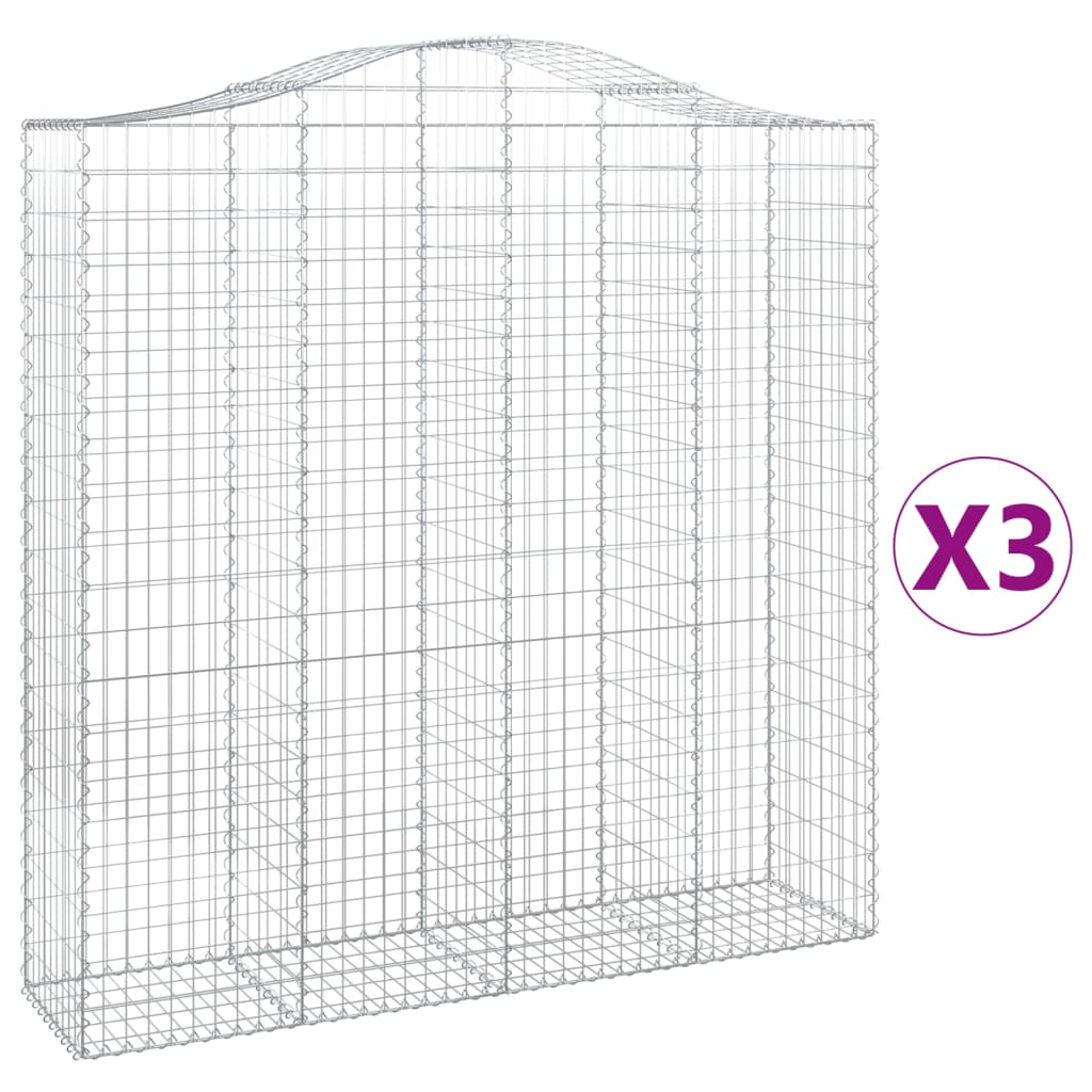 Lučne gabionske košare 3 kom 200x50x200/220cm pocinčano željezo