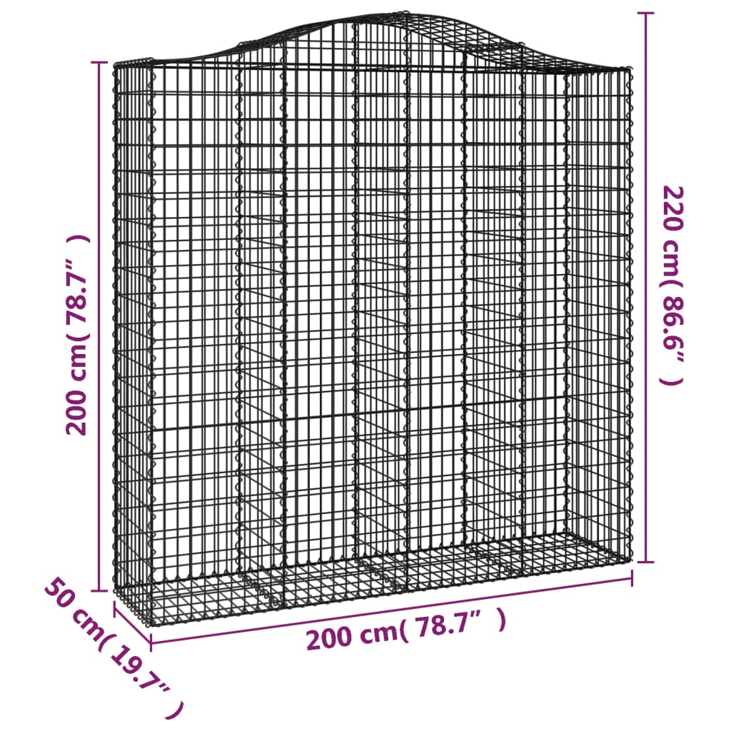 Lučne gabionske košare 3 kom 200x50x200/220cm pocinčano željezo