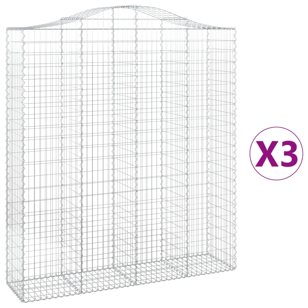 Lučne gabionske košare 3 kom 200x50x220/240cm pocinčano željezo