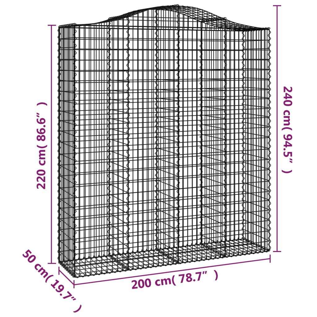 Lučne gabionske košare 13kom 200x50x220/240cm pocinčano željezo