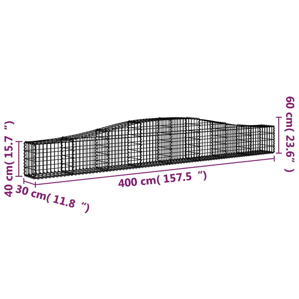 Lučne gabionske košare 7 kom 400x30x40/60 cm pocinčano željezo