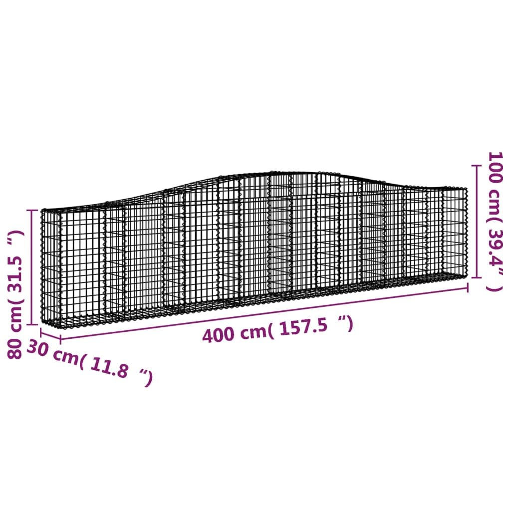 Lučne gabionske košare 9 kom 400x30x80/100 cm pocinčano željezo