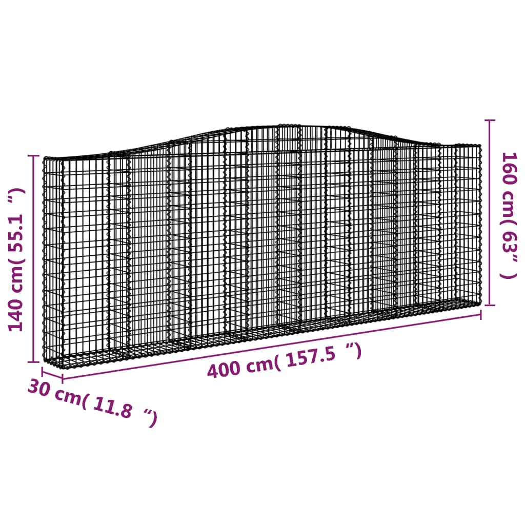 Lučne gabionske košare 4 kom 400x30x40/60 cm pocinčano željezo