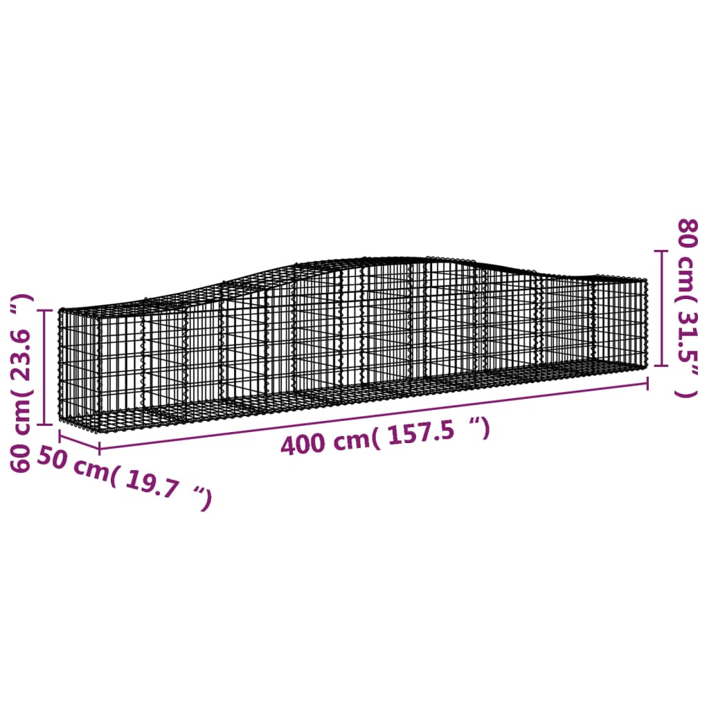 Lučne gabionske košare 2 kom 400x50x60/80 cm pocinčano željezo