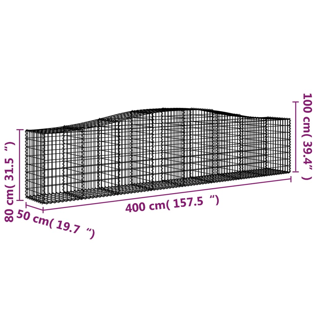 Lučne gabionske košare 25 kom 400x50x80/100cm pocinčano željezo