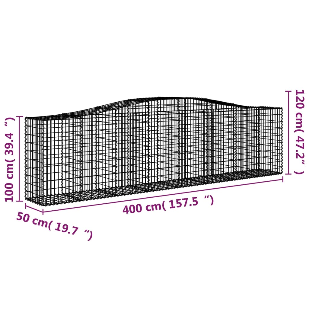 Lučne gabionske košare 2 kom 400x50x100/120cm pocinčano željezo
