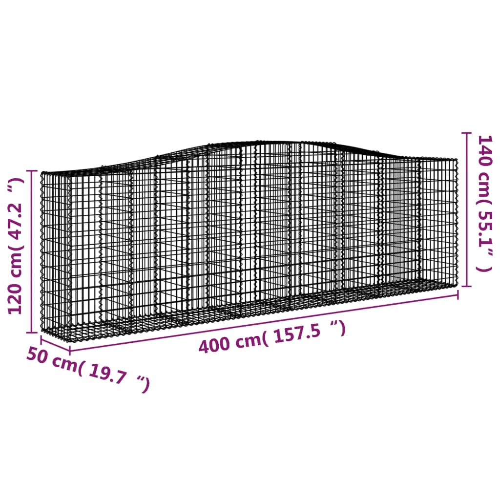 Lučne gabionske košare 9 kom 400x50x120/140cm pocinčano željezo