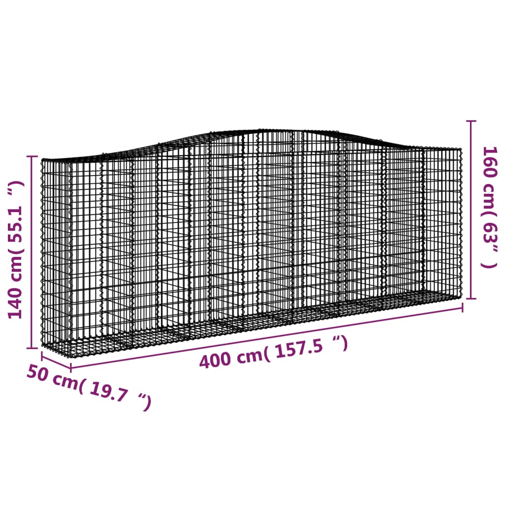 Lučne gabionske košare 5 kom 400x50x140/160cm pocinčano željezo