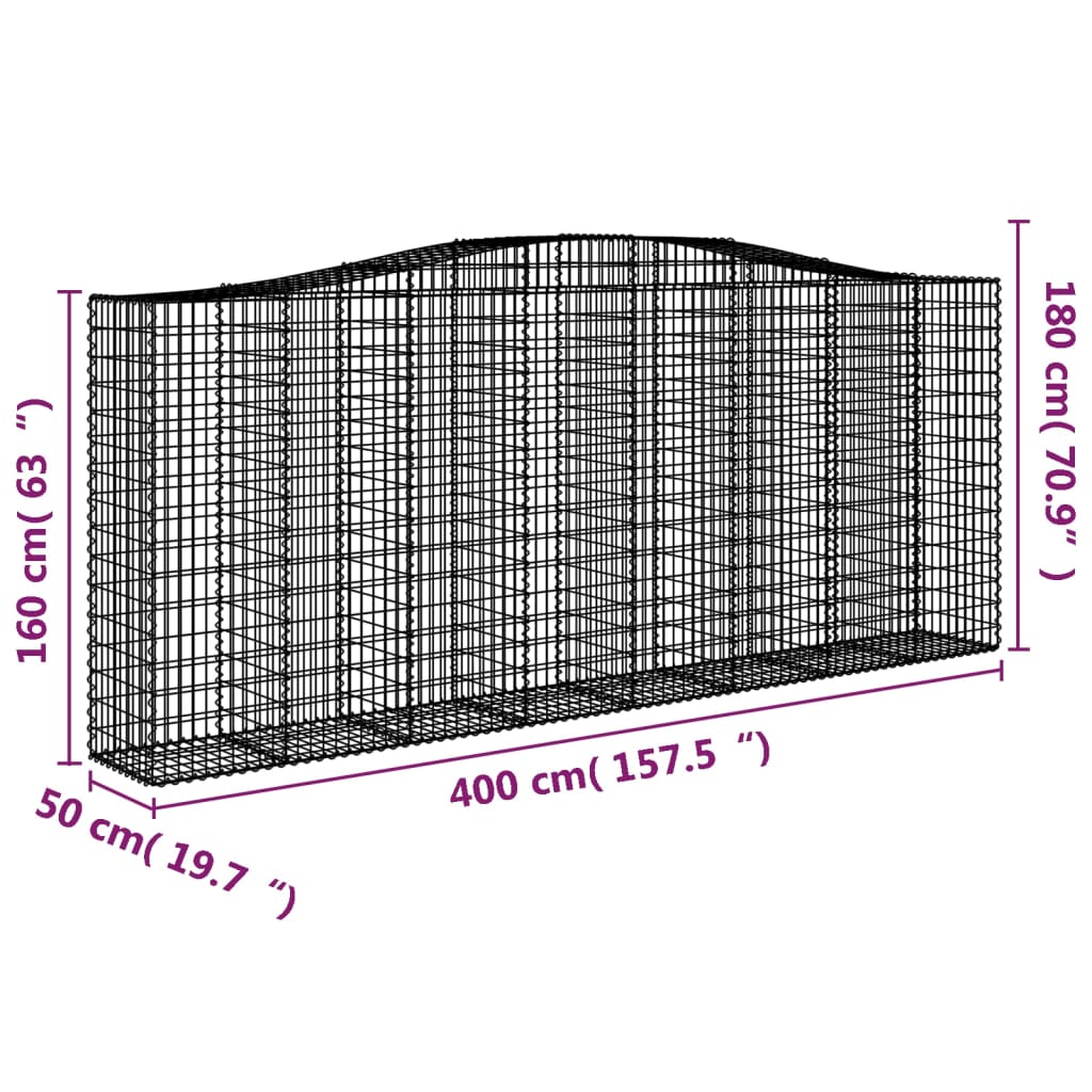 Lučne gabionske košare 9 kom 400x50x160/180cm pocinčano željezo