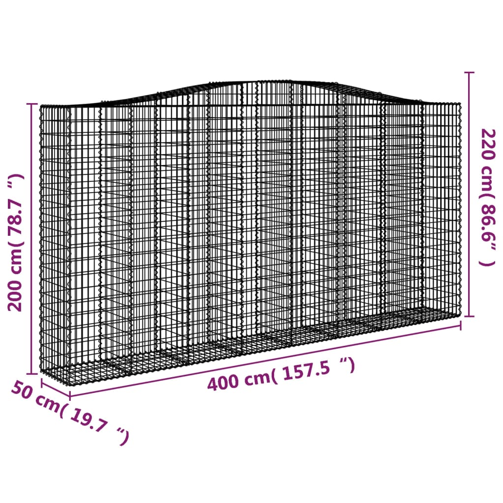 Lučne gabionske košare 5 kom 400x50x200/220cm pocinčano željezo