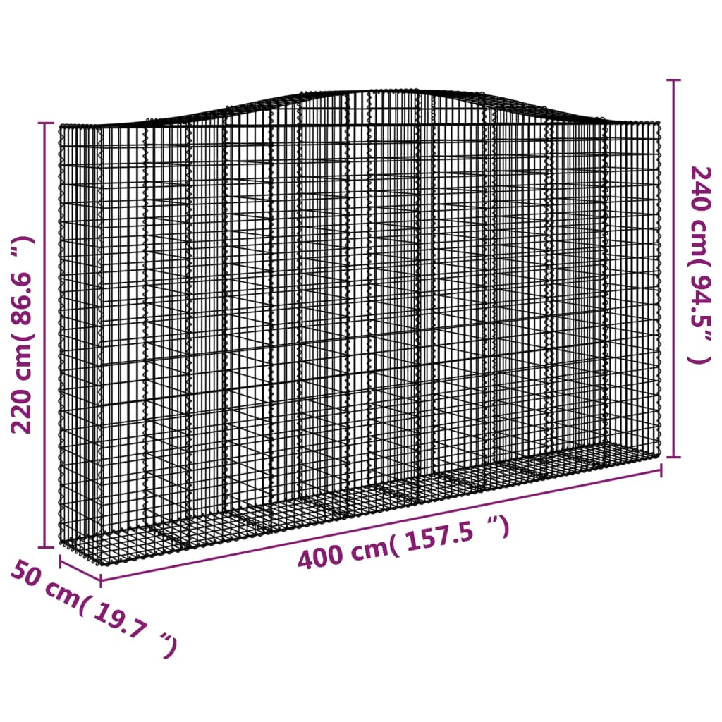 Lučne gabionske košare 2 kom 400x50x220/240cm pocinčano željezo