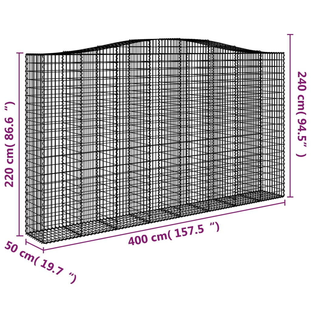 Lučne gabionske košare 8 kom 400x50x220/240cm pocinčano željezo