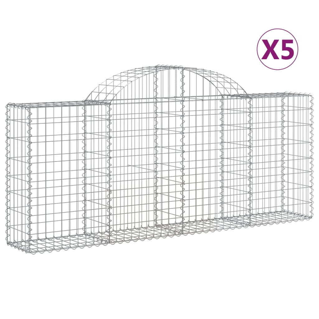 Lučne gabionske košare 5 kom 200x30x80/100 cm pocinčano željezo