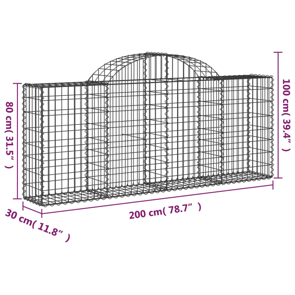 Lučne gabionske košare 20 kom 200x30x80/100cm pocinčano željezo