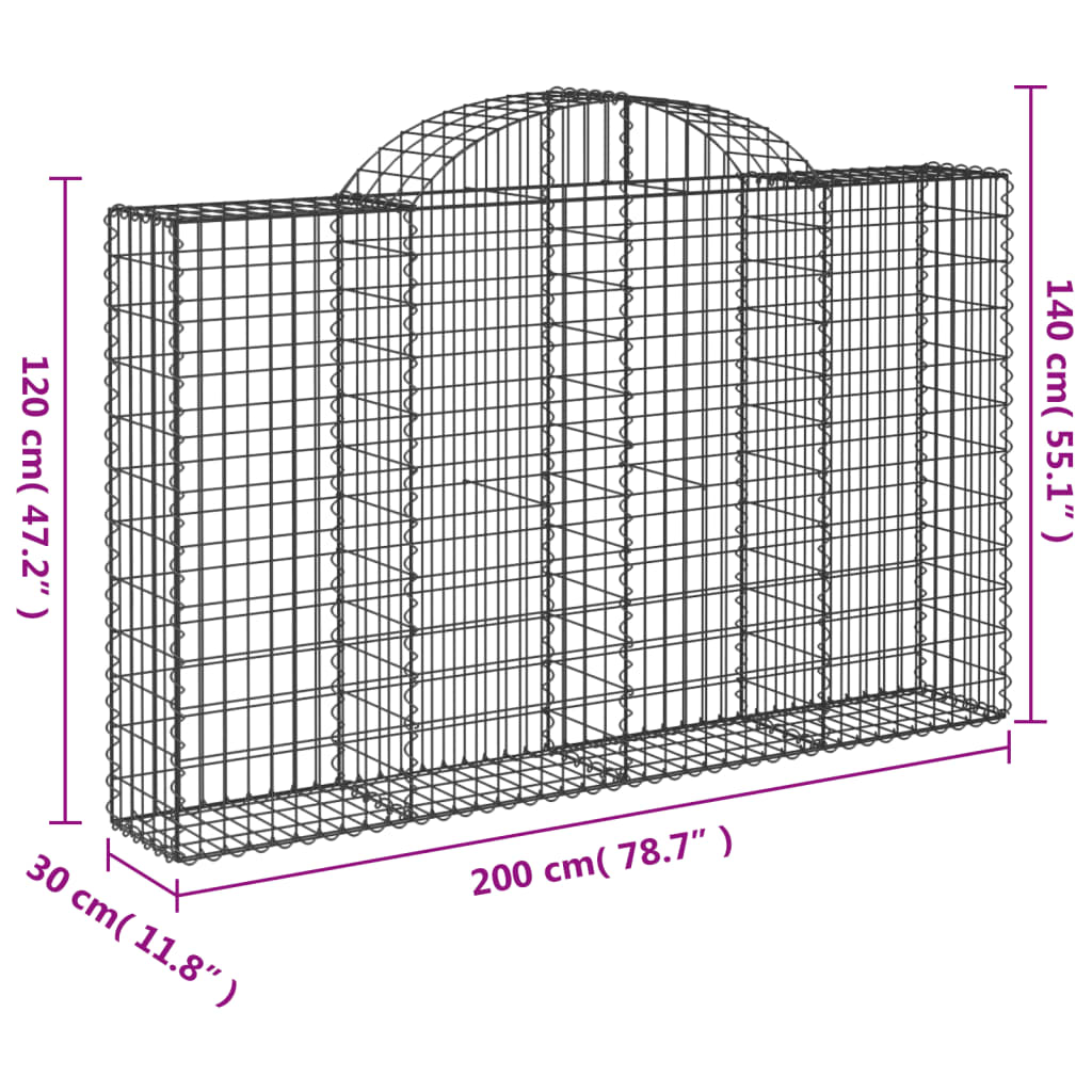 Lučne gabionske košare 6 kom 200x30x120/140cm pocinčano željezo