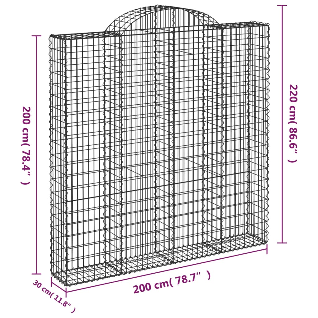 Lučne gabionske košare 6 kom 200x30x200/220cm pocinčano željezo