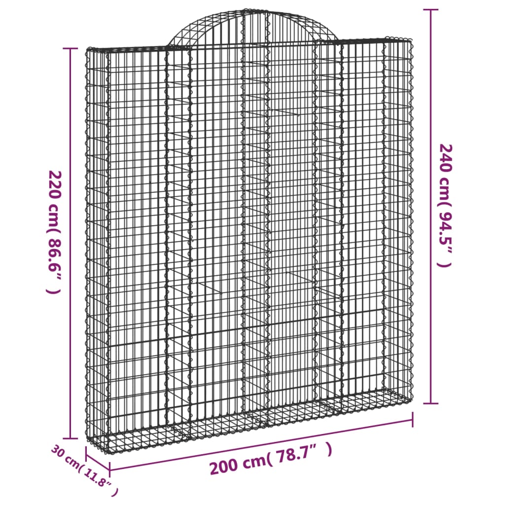 Lučne gabionske košare 6 kom 200x30x220/240cm pocinčano željezo