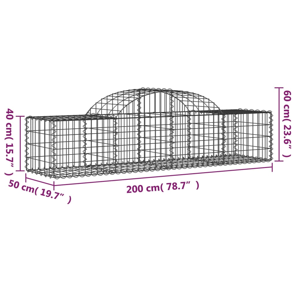 Lučne gabionske košare 4 kom 200x50x40/60 cm pocinčano željezo