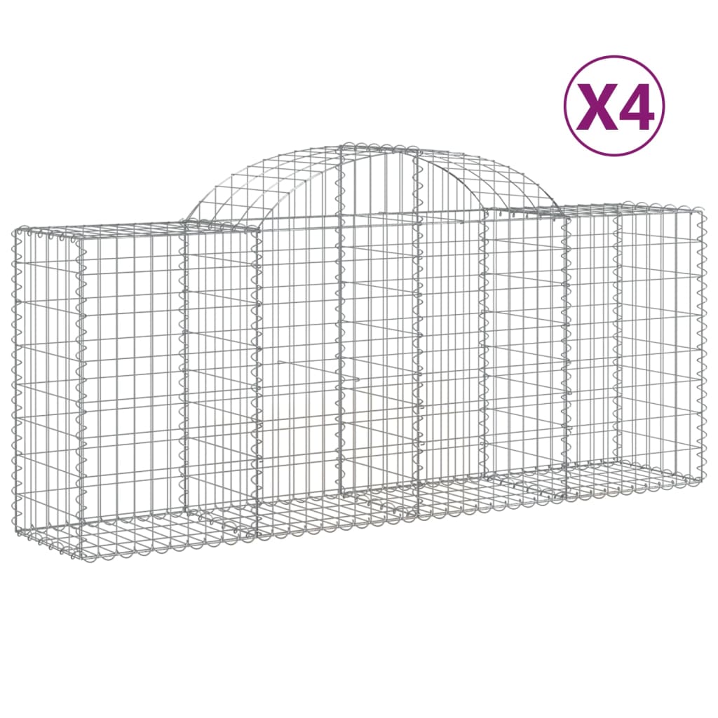 Lučne gabionske košare 4 kom 200x50x80/100 cm pocinčano željezo