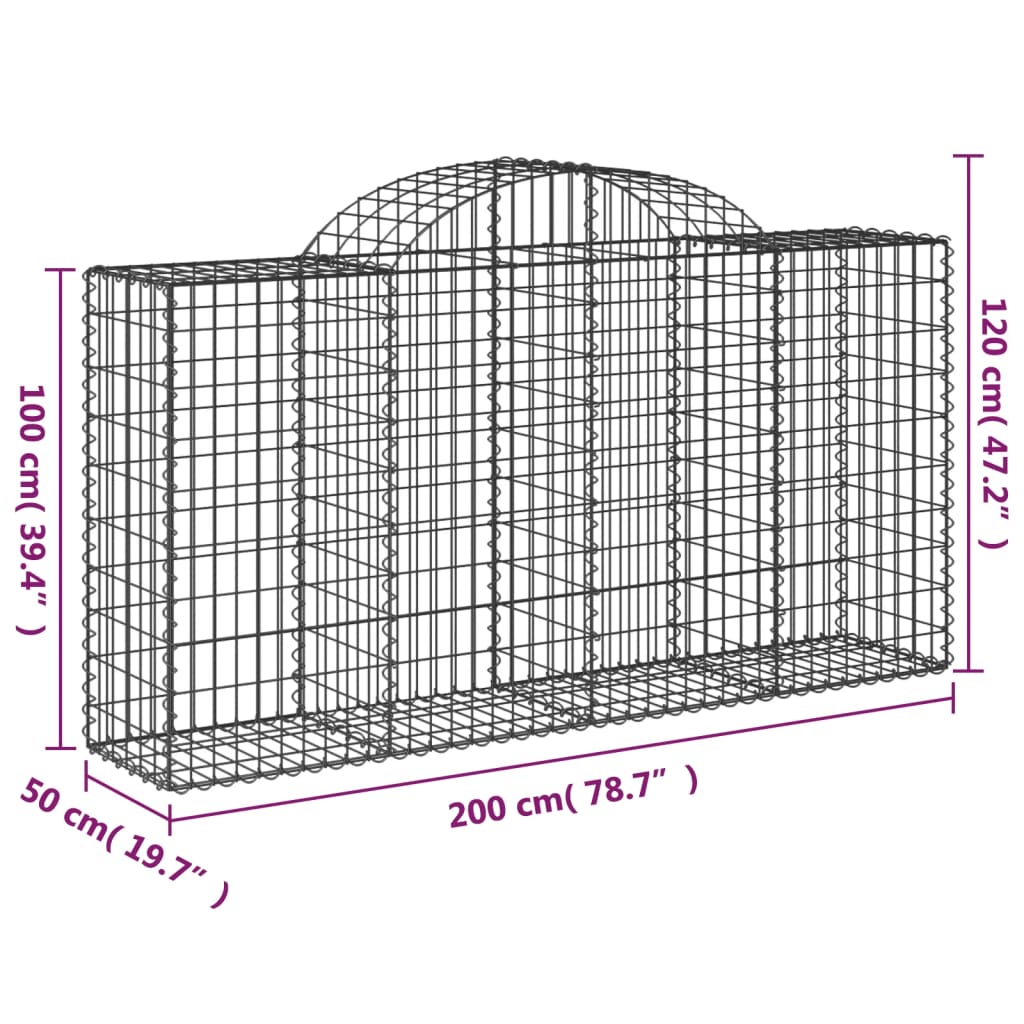 Lučne gabionske košare 5 kom 200x50x100/120cm pocinčano željezo
