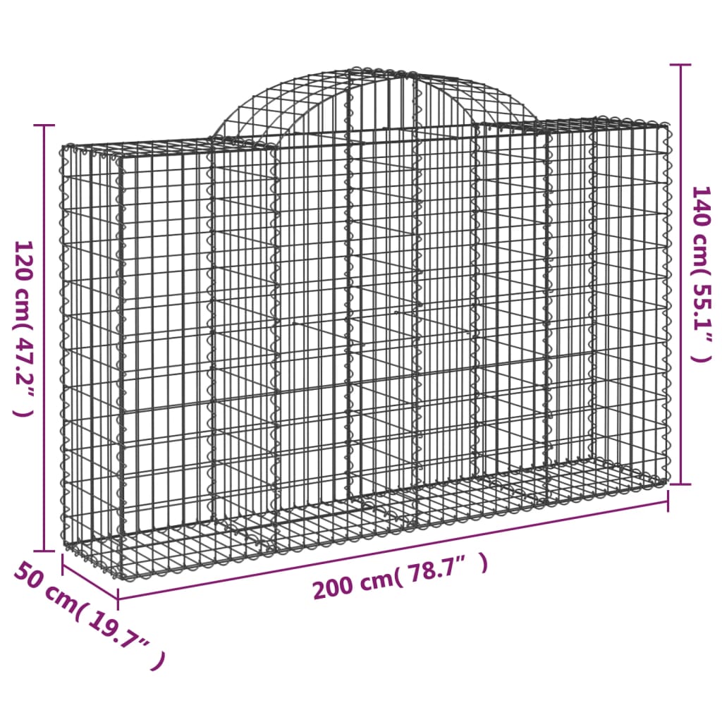 Lučne gabionske košare 7 kom 200x50x120/140cm pocinčano željezo