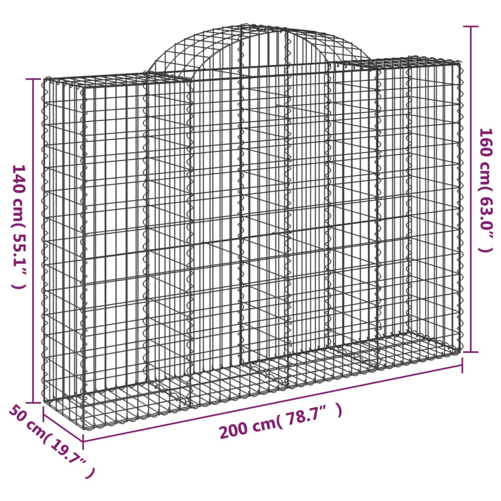 Lučne gabionske košare 4 kom 200x50x140/160cm pocinčano željezo