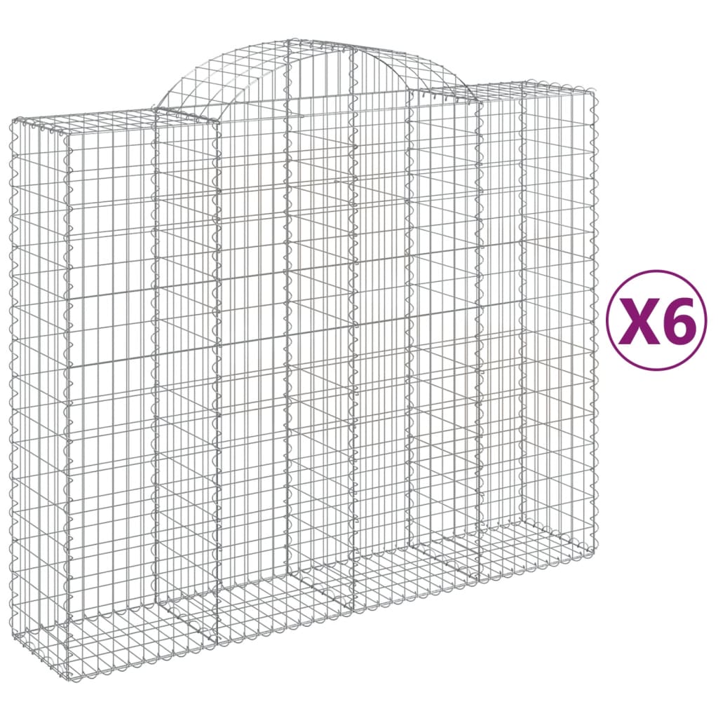 Lučne gabionske košare 6 kom 200x50x160/180cm pocinčano željezo