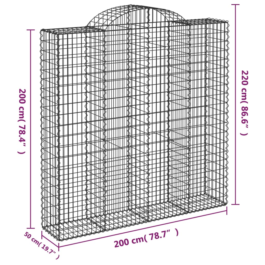 Lučne gabionske košare 5 kom 200x50x200/220cm pocinčano željezo