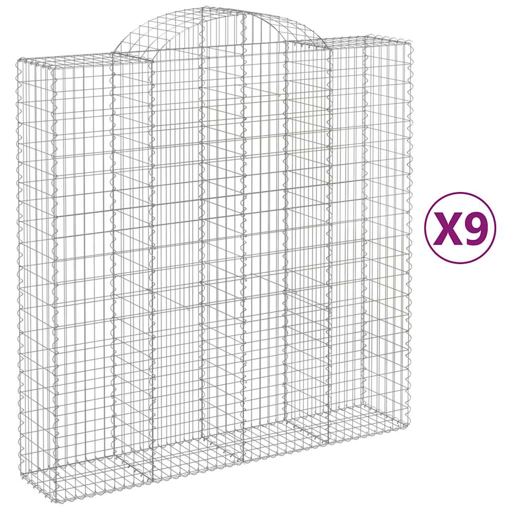 Lučne gabionske košare 9 kom 200x50x200/220cm pocinčano željezo