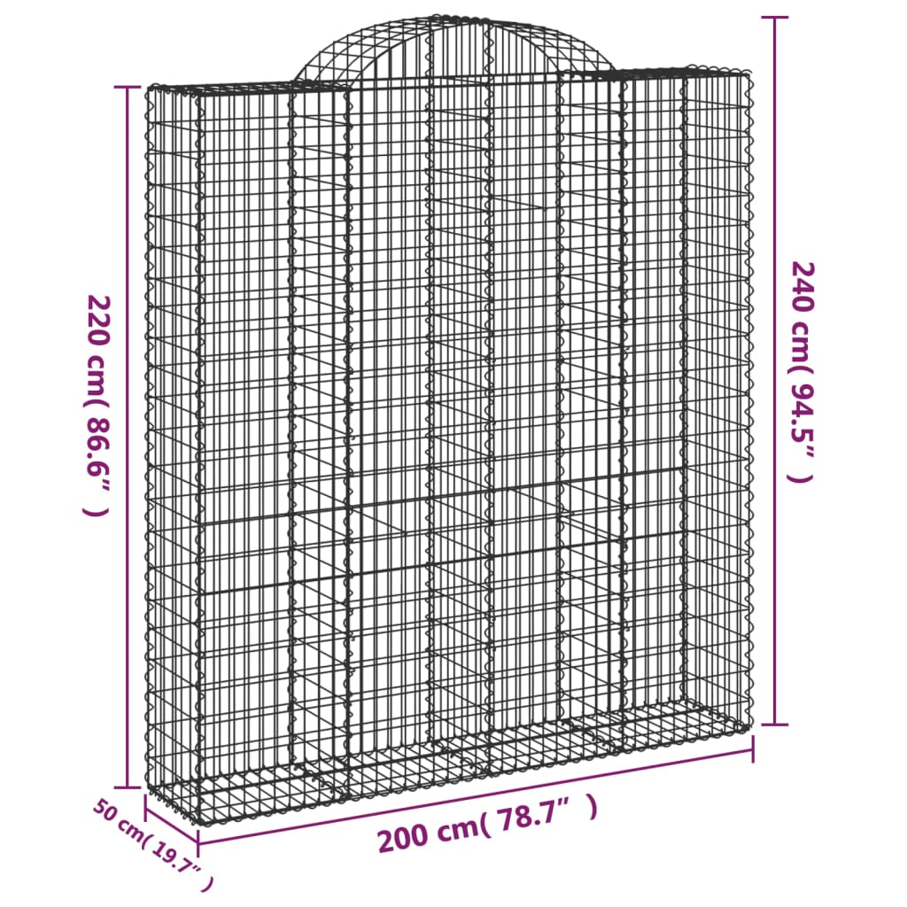Lučne gabionske košare 5 kom 200x50x220/240cm pocinčano željezo