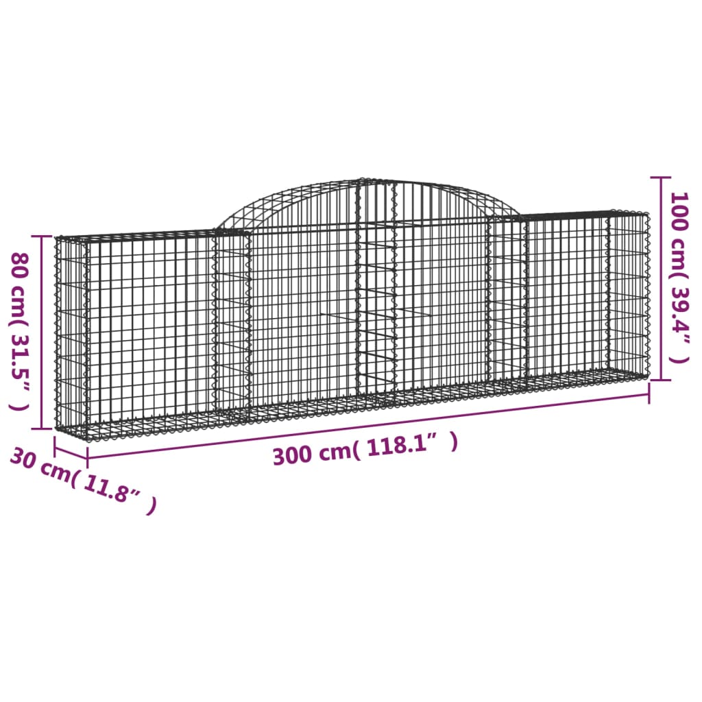 Lučne gabionske košare 30 kom 300x30x80/100cm pocinčano željezo