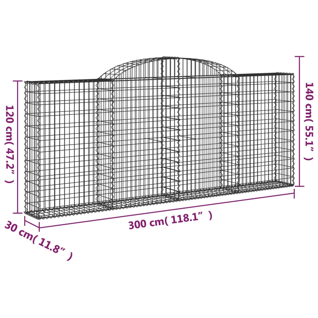 Lučne gabionske košare 30kom 300x30x120/140cm pocinčano željezo